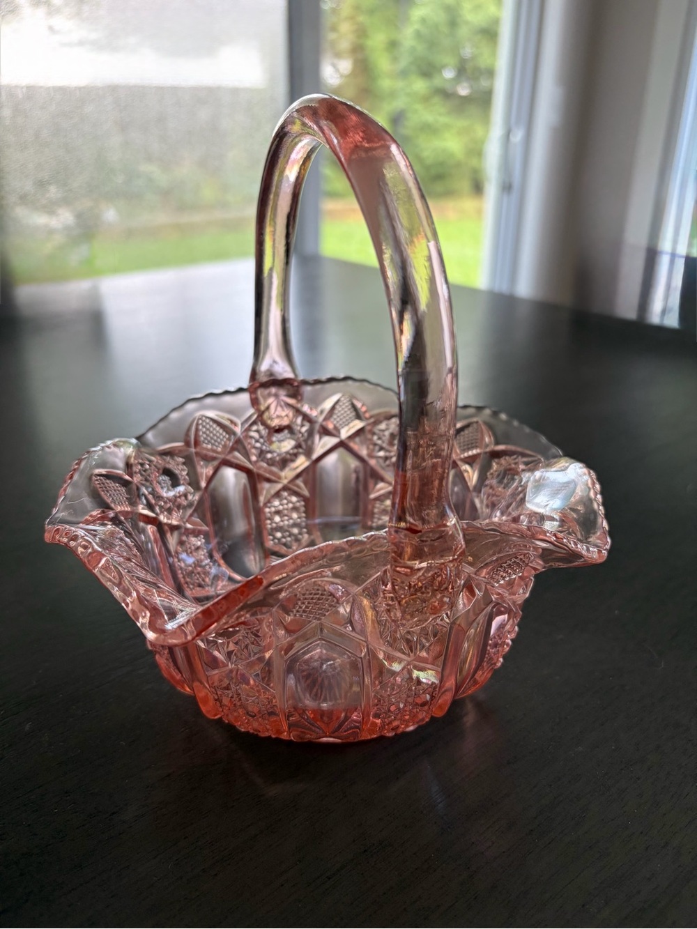 Vintage L.E. Smith Carnival Glass Basket